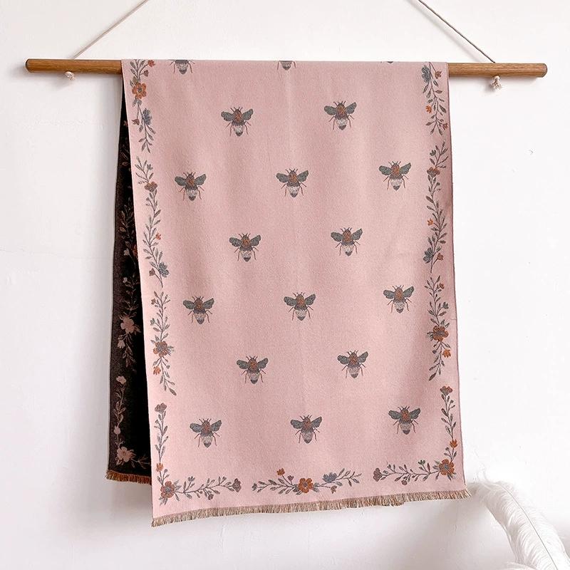 Autumn And Winter Warm Scarf For Women Retro Jacquard  Scarf With Tassel Luxury Faux Cashmere New Scarves And Shawls