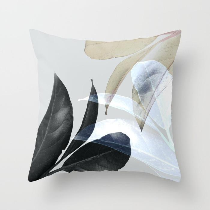 Ins Style Leaf Pattern Decorative Pillowcase Living Room Bedroom Square Cushion Pillowcase