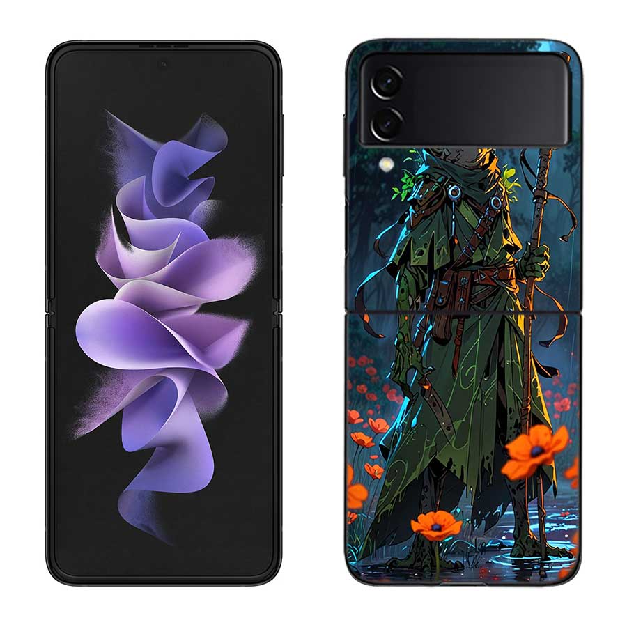Cute Mouse Axolotl Frog Wizard Phone Case For Samsung Z Flip 7 6 5G Galaxy Z Flip 5 4 3 Black Hard Cell Cover Luxury PC Shell C