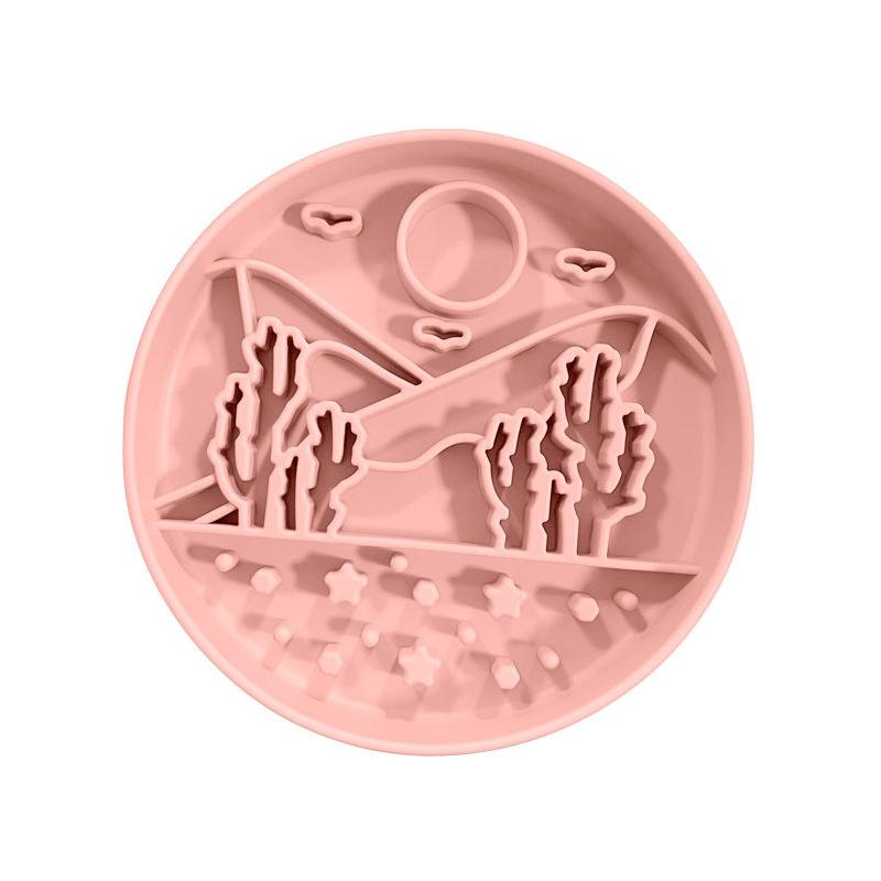 Silicone Lick Mat Slow Feeder Bowl Round Dog Licking Plate Non-Slip Slow Eating Pad For Dogs Puppies Home Mealtime Treat Gift