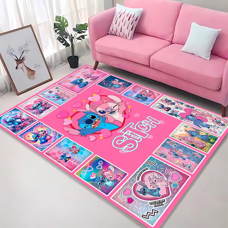 

3D Stitch Angels Love Pink Room Rug Street Fashion Carpet Bedroom Living Room Floor Mat Home Decor Non-Slip Floor Mats Potdemiel 40cm x 60cm