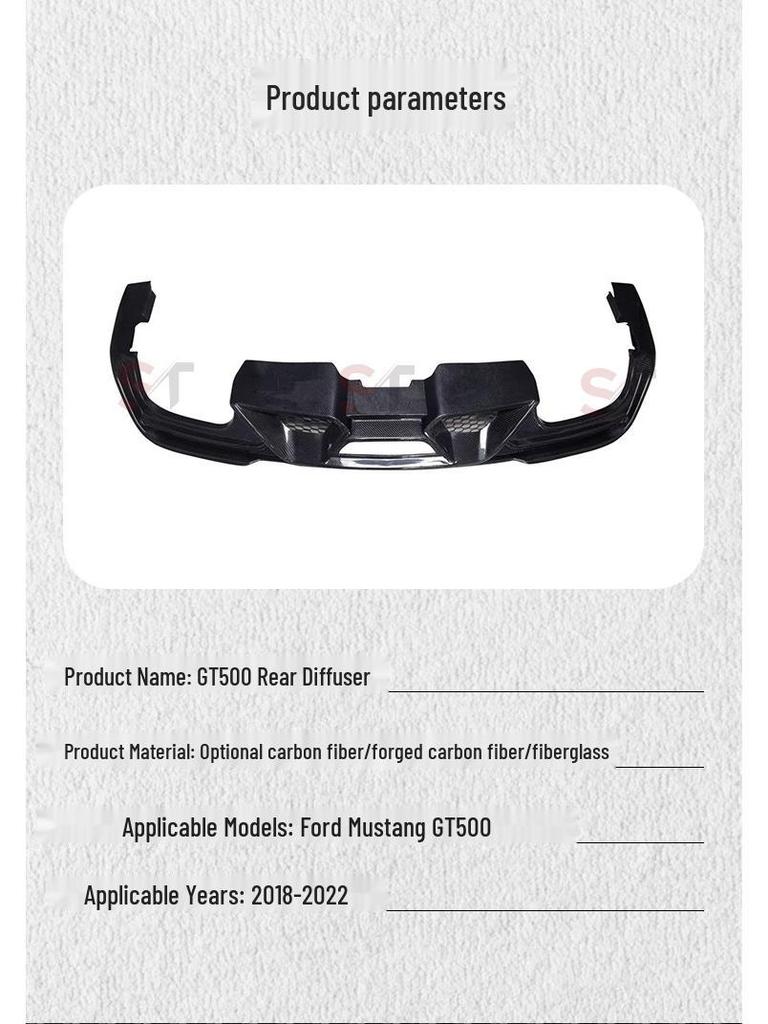 Carbon Fiber Rear Diffuser for Ford Mustang GT500 Bumper