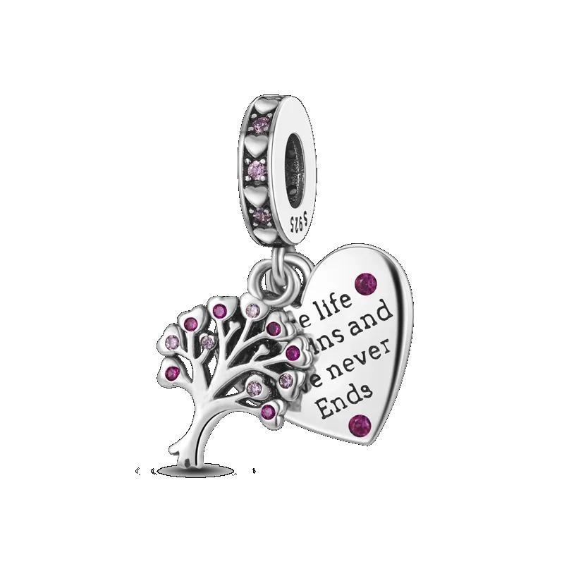 925 Silver Heart Mum Dangle Dream Catcher Charm DIY Jewelry For Women Original Bracelet Beads