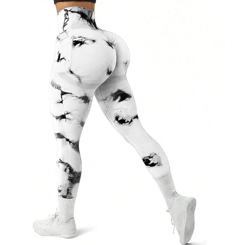 Naked tie-dye side pocket autumn and winter yoga pants for women, high waist, hip lift and tight sports fitness pants, yoga clothes for women