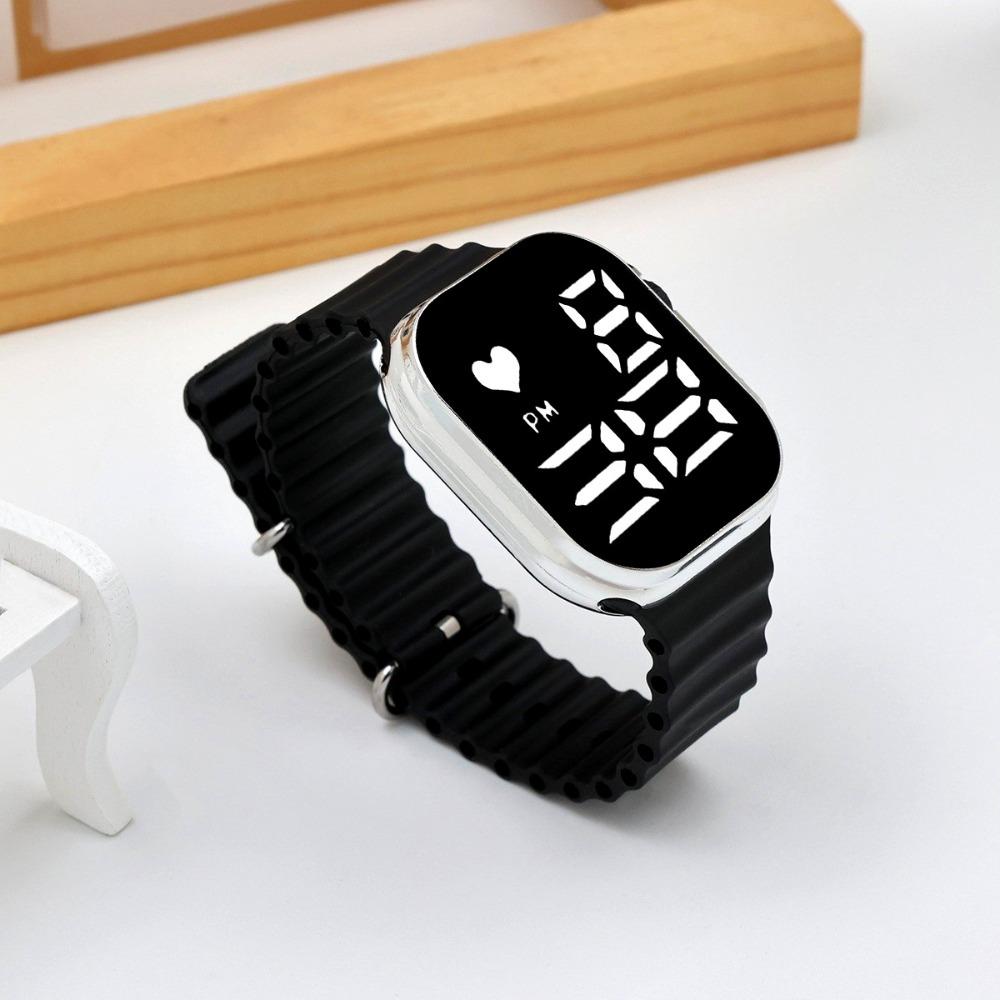 

Large Dial Electronic Watch Rectangular Wristwatch Casual Digital Watch For Boys Girls чорний