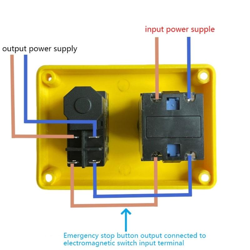 High Current Push Button Switches 250V 16A 5 Pin Connector Heavy Duty Emergency Stop Push Button for Workshop Equipment