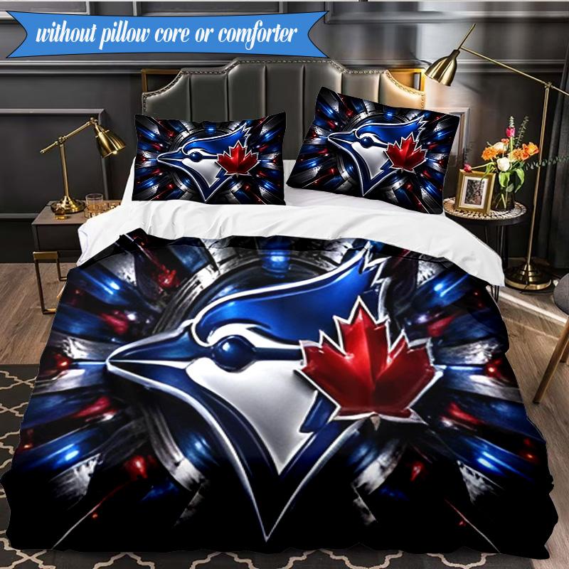 3PCS Blue Jays Printed Bedding Set For Bedroom Dormitory, Includes 1 Duvet Cover & 2 Pillowcases for All Seasons Home Decor Fan Gifts