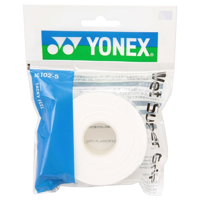 Yonex Tennis & Badminton Grip Tape Wet Super Grip Refill (5 rolls) AC1025 White