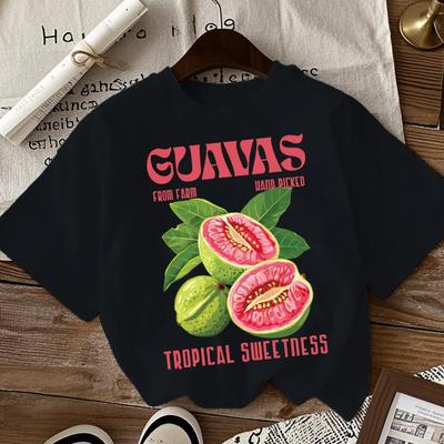 Guavas Fruit From Farm Hand Picked Print TShirts Women Summer ONeck Tee Shirt Cotton AllMatch Short Sleeve Oversized Clothing