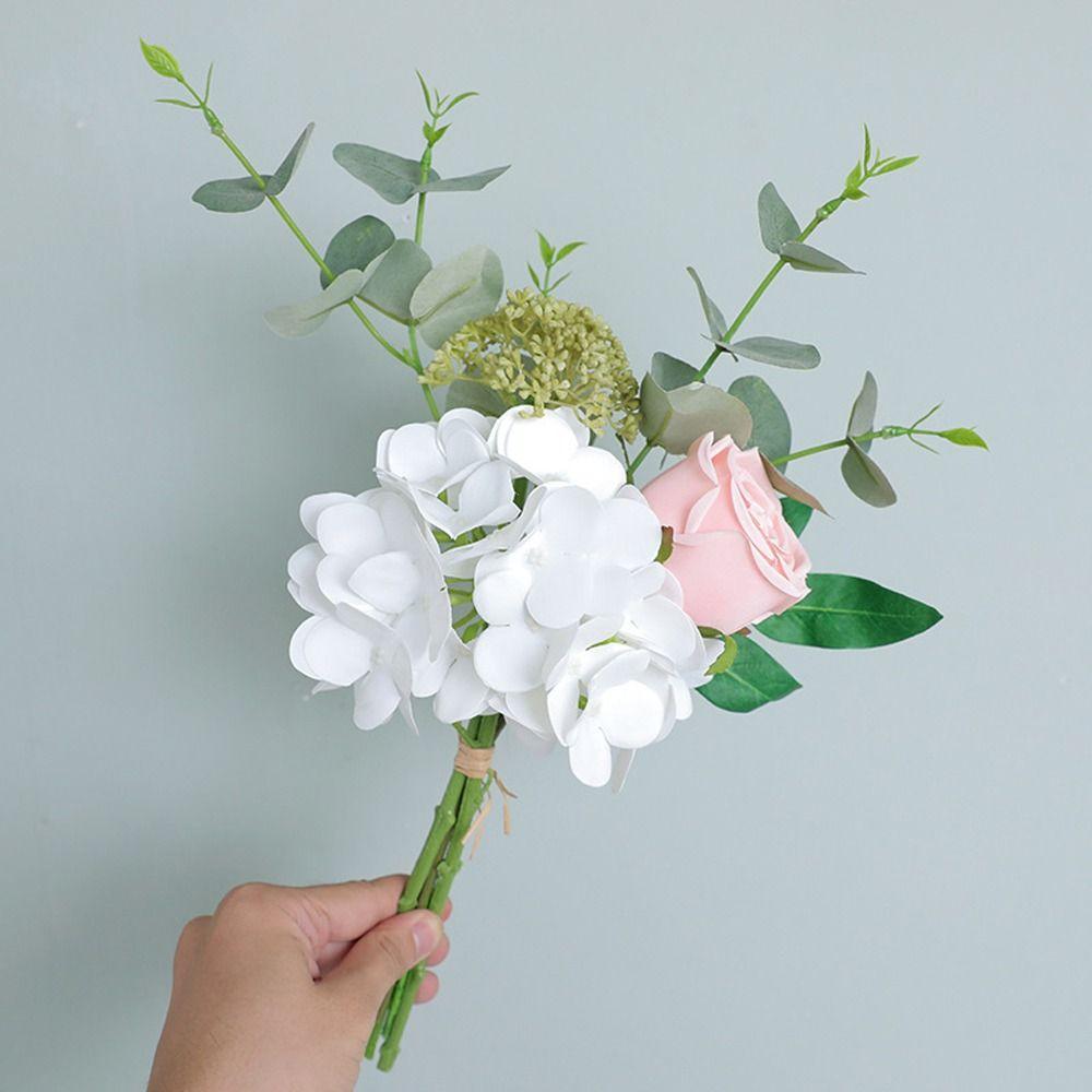 Plastic Artificial Hydrangea Rose Bouquet Luxury Fake Flower  Home Hotel Table Decor