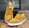 2024Men's Vulcanize Shoes  Brown Gray Yellow Faux Suede Shoes mens causal shoes vulcanizar los zapatos loafers rahat ayakkabılar