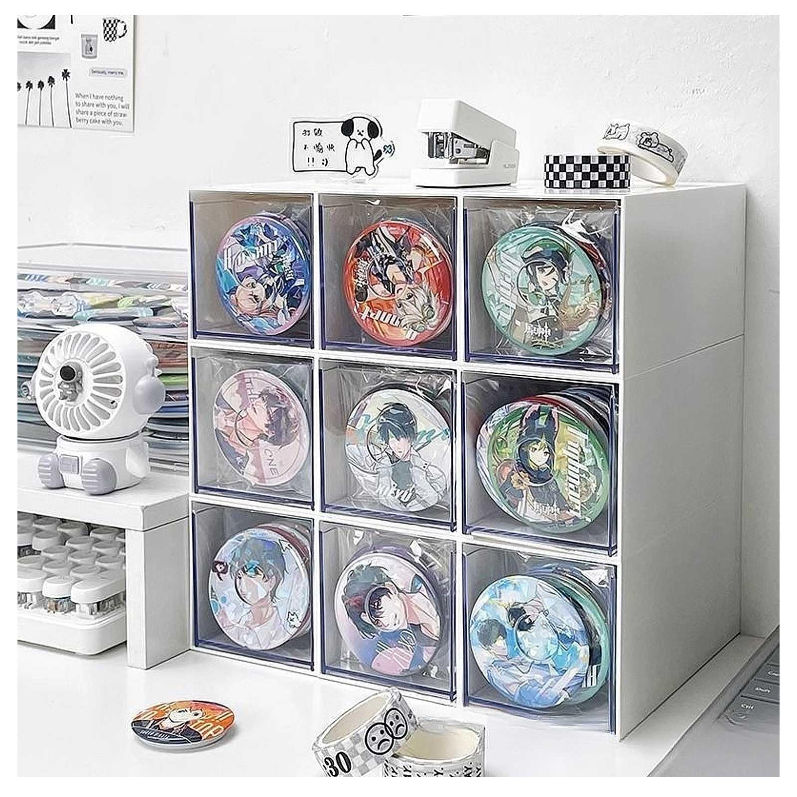 

Set of 3 Can Badge Storage Drawer Can Badge Display Can Badge Display Acrylic Scratch and Dirt Jewelry Storage for Fan Anime Miscellaneous Small Fits