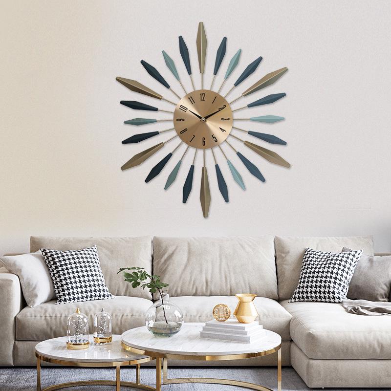 European Luxury Iron Wall Clock for Living Room or Patio Decor