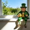 St. Patrick's Day Leprechaun Figurine Small Lucky Shamrock Statue Resin Irish Clover Leprechaun Ornament for Car Dashboard Home Table Decor