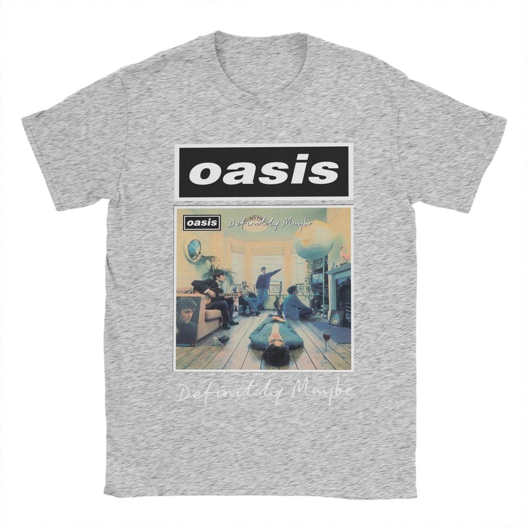 Oasi/s Rock Band    T Shirts Men Pure Cotton Fun T-Shirt Round Neck Minimalist Definitely  Tees Short Sleeve Tops Birthday Gift