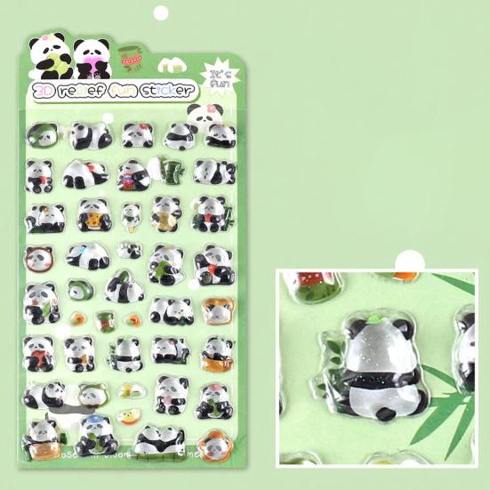 3D Panda Bunny Puffy Stickers Faux Crystal Gem Relief Stickers for Phone Decoration Cute Cartoon Stickers for Kids DIY Crafts