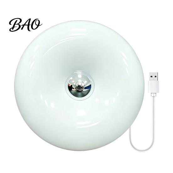 Small Space Lighting Donut Night Light, Wireless Rechargeable 2-in-1 Table Lamp with Touch Dimmer, Warm Orange Bedside Glow Wall Mountable Ambient for