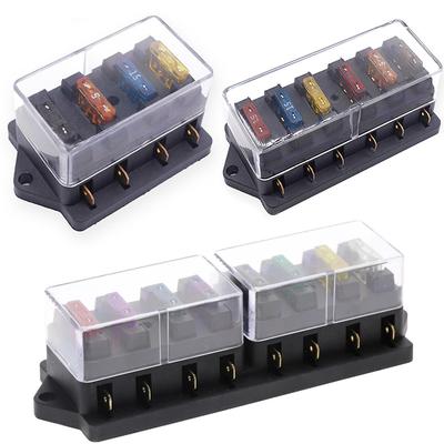 Caja de fusibles para automóvil de 4/6/8/10 vías, portafusibles para automóvil, caja de fusibles tipo cuchilla para camión con 4/6/8/10/12 fusibles para circuito estándar ATO de 12 V y 32 V