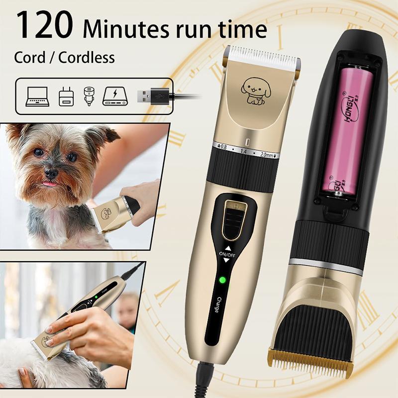 Professional Rechargeable Pet Shaver Kit Ceramic Blade Low Noise Dog Cat Hair Trimmer With 4 Limit Combs