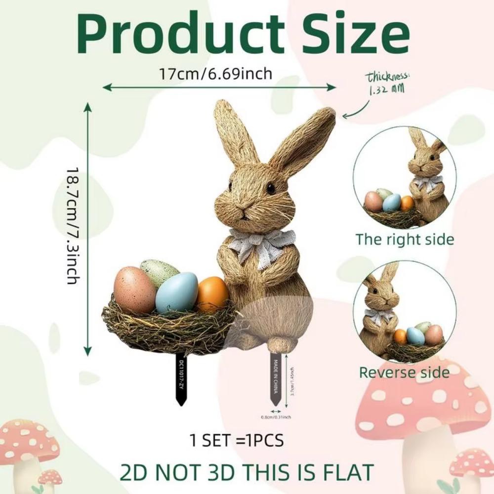 Cute Garden Rabbit Stakes Handmade Easter Egg Figurines Simple Easter Bunny Ornaments  Photo Props