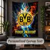 Personalized Wall Tapestry,Borussia Dortmund Custom Text, Soft Fabric Wall Art For Indoor Decoration