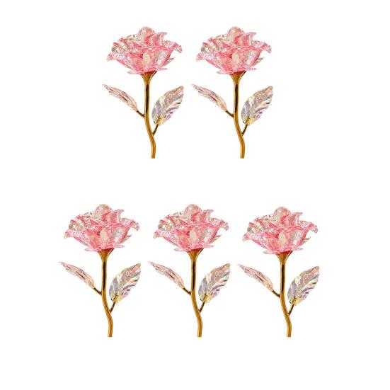 Colorful Rainbow Artificial Rose Flower Faux Crystal Forever Preserved Flower Eternal Rose Gifts 5pcs розовый