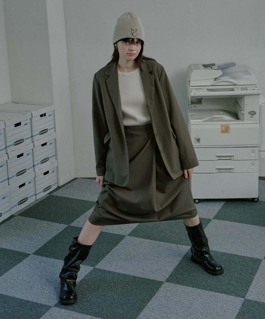 Mualeumoa Wool Bland Pin Tuck Wrap Skirt - Grayish Brown