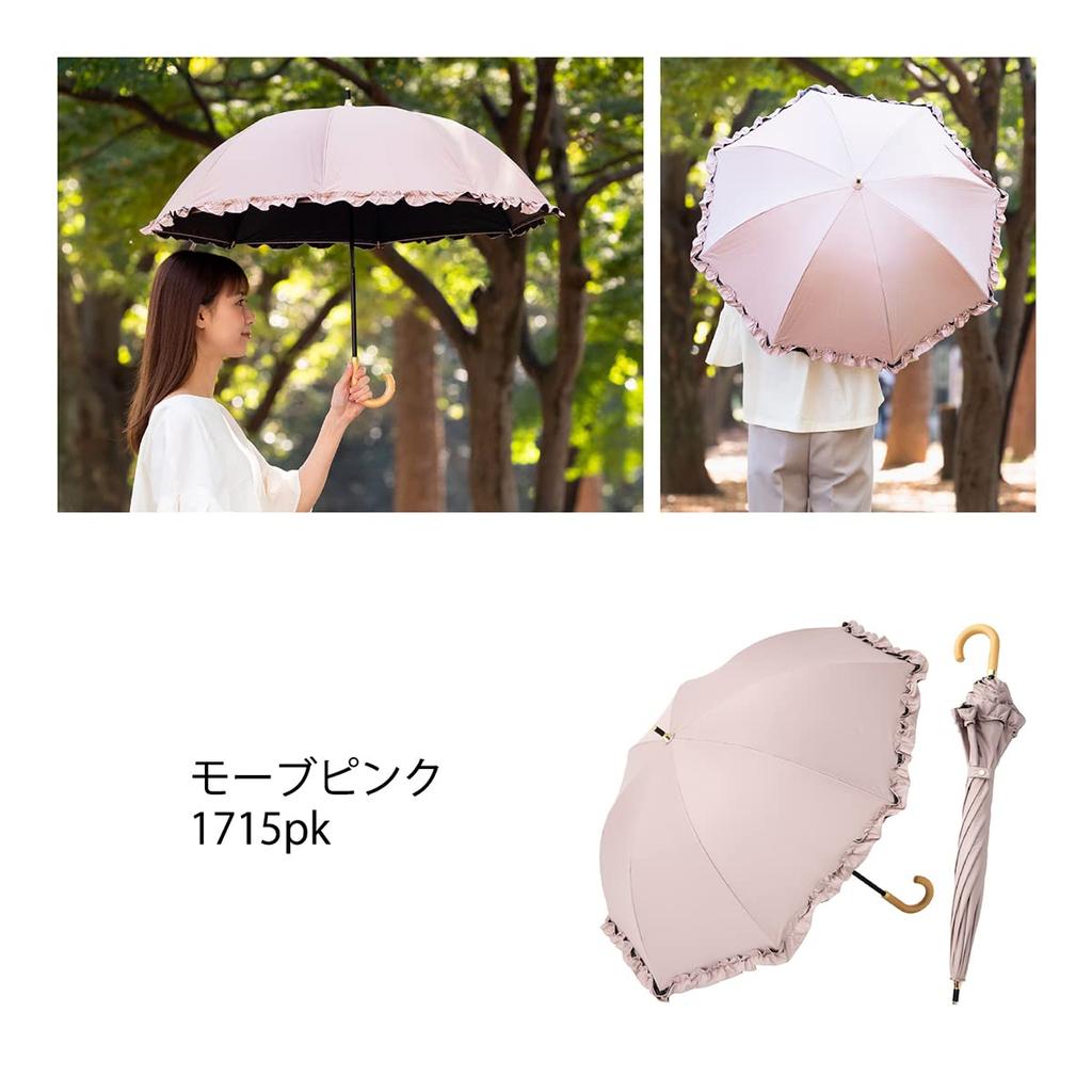 Cool Plus Blocking Compact Long Umbrella with Suitable for Sun and 50cm X 8 Light Blocking and Over UV Grade 1 Light Short UV/Heat/Light Frills, Rain,