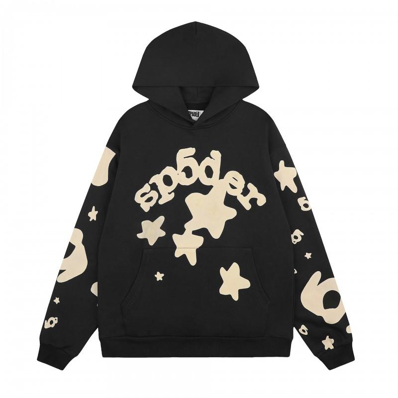 Felpa Sp5der FW23 Unisex Streetwear Pullover Felpa Con Stampa Ragnatela Vestibilità Larga Misto Cotone