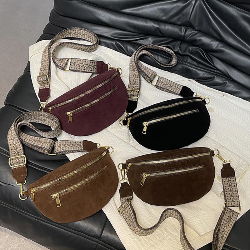 Fashion Simple Woman Waist Bag Suede Leather Chest Pack Luxury Belt Bag phone Purse Leisure Ladies Shoulder Crossbody Bags