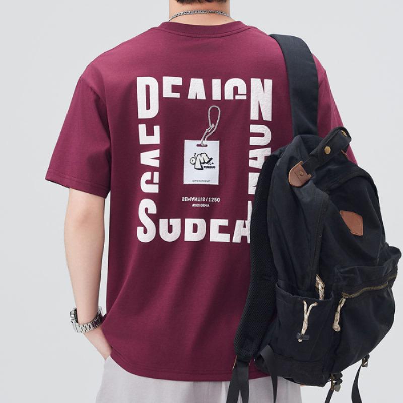 

Летняя американская тяжелая футболка с коротким рукавом и вышивкой, мужская, с круглым вырезом, свободная футболка 4XL