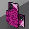 Pink black leopard print glass phone case suitable for Samsung Galaxy S26 S25 S24 S23 S22 S21 S20 FE/Ultra/Plus anti drop