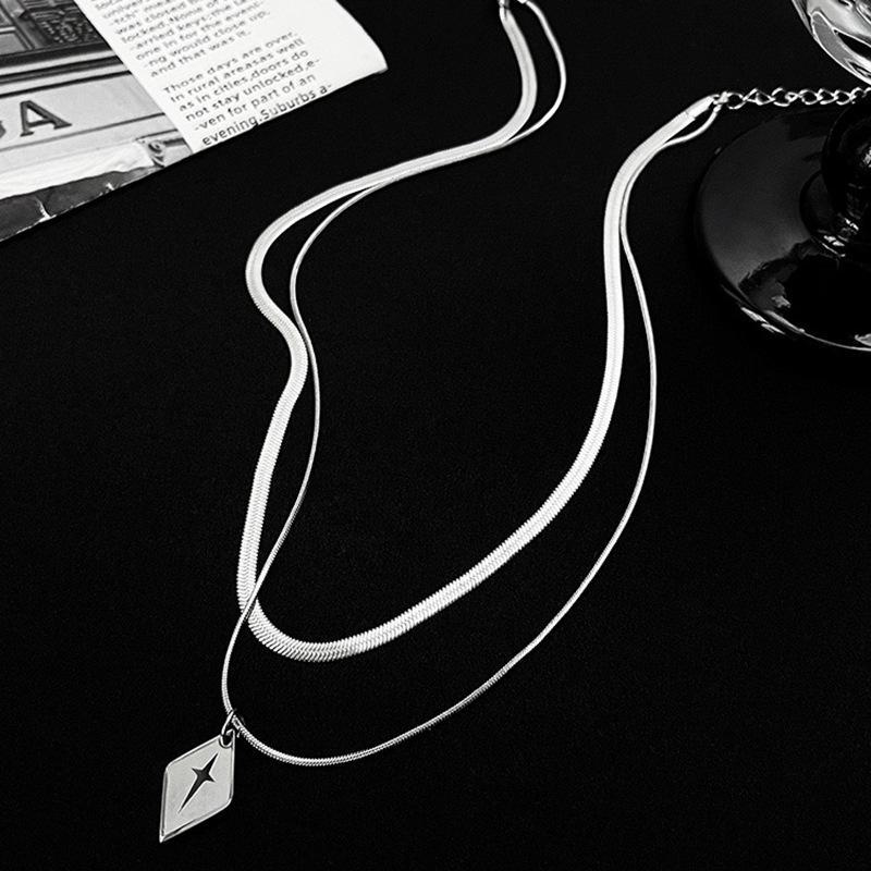 

Унисекс двухслойное бриллиантовое колье: Легкая роскошь, стильный стиль, модная универсальная ключичная цепочка Double diamond necklace