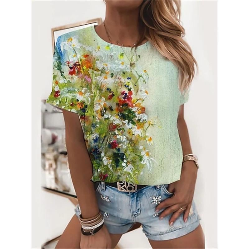2025 Summer Women T-shirt 3D Cat Woman T Shirts Casual Streetwear O-Neck Short Sleeve Loose Tops 3XL Size Female Oversized Tees