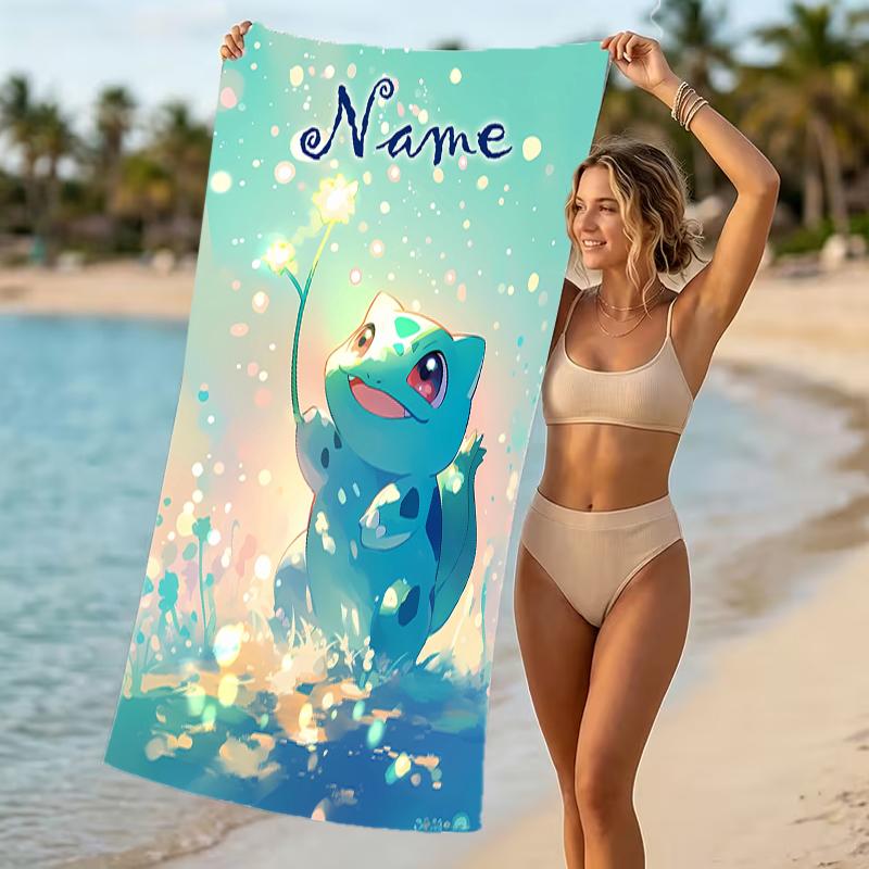 Customizable personalized beach towels Pokémon themed designs.Suitable for the beach, yoga, sports;ideal as beach accessories