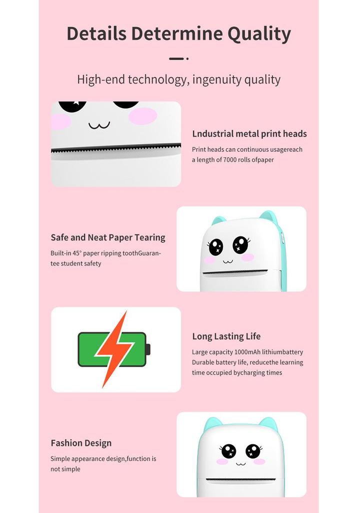 Bluetooth Mini Pocket Label Maker - Portable Thermal Printer for Photos and Labels