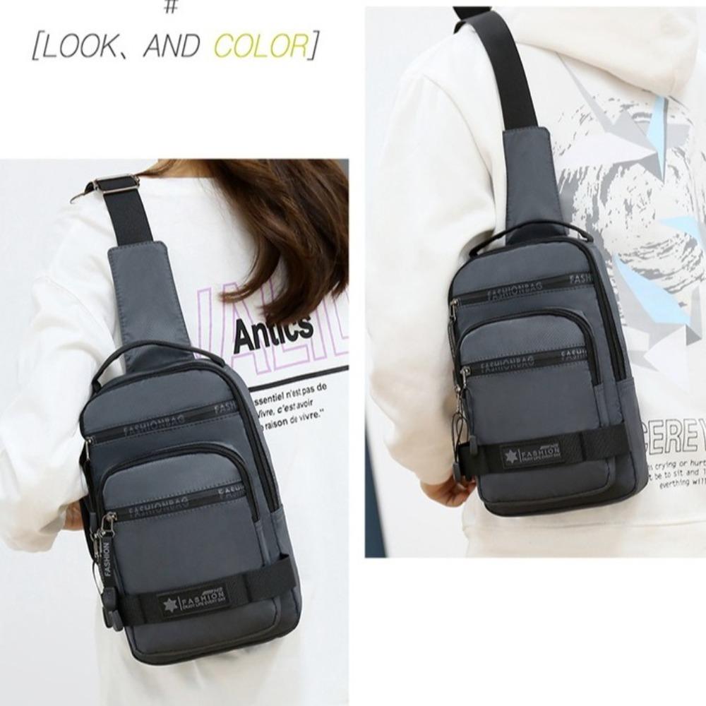 Shoulder Bag Men Chest Bag Multi Pockets Crossbody Bag Portable Sports Message Bag Running