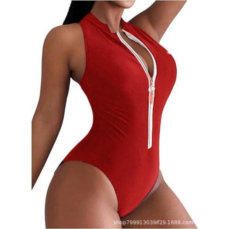 Women S One Piece Bikini Swimsuit Front Zipper Fashion Swimwear
