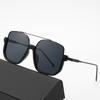 Double Beam Tea-Colored Sunglasses Retro Oversized Frames Transparent Black for Men and Women High-End Fashion