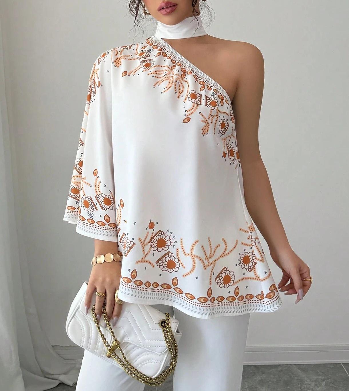 

Женский свободный плащ в стиле ретро с бретелью на одно плечо, халтер и галстуком-бабочкой Extra Large белый