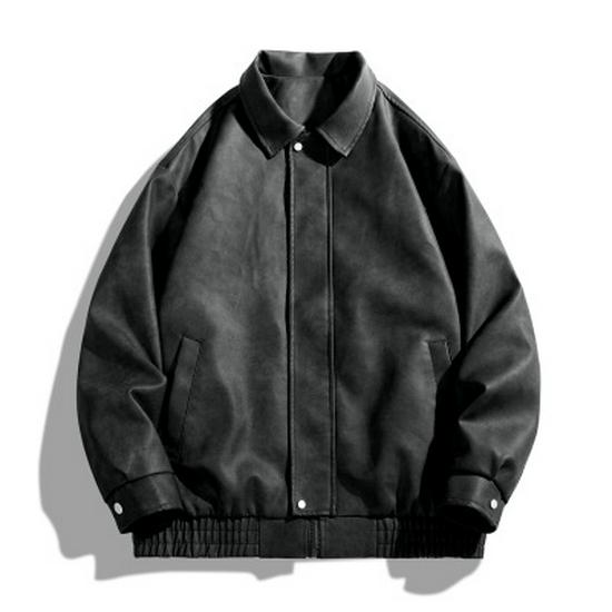 2025 Spring American Retro PU Leather Suede Men's Motorcycle Jacket - Casual Windbreaker