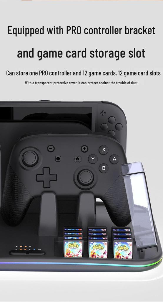 Switch 2 Multifunctional 12-in-1 RGB Cooling & Charging Dock with Console Storage