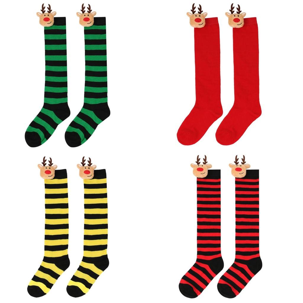 New Arrival Kids Christmas Socks With Cute Cartoon Deer Plush Toy Polyester Fabric Friction Resistant