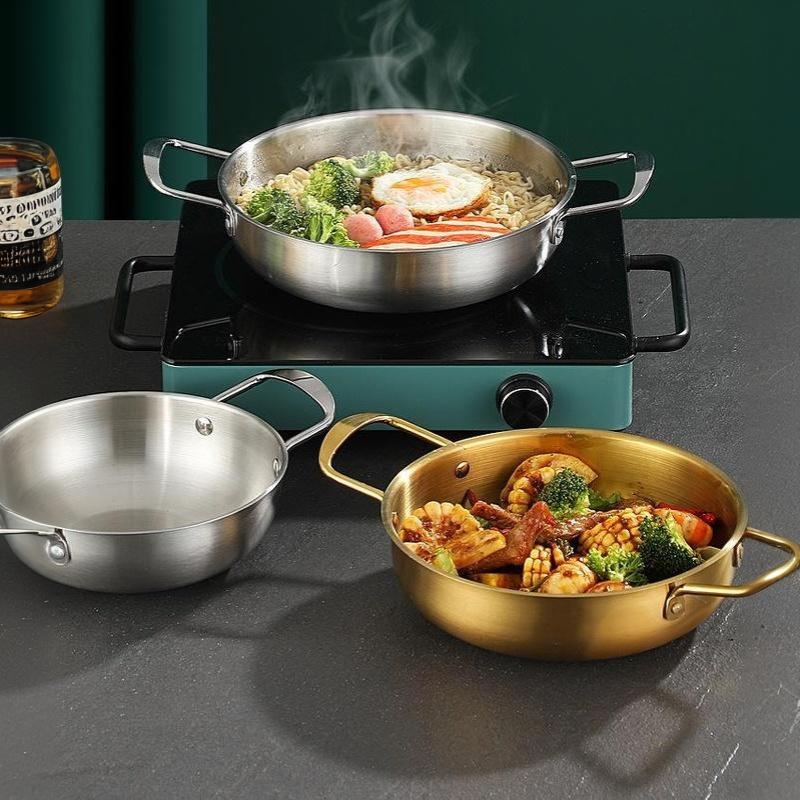 Stainless Steel  Pot With Double Handles Food Grade Perfect For Cooking Ramen Seafood Home Restaurant Use