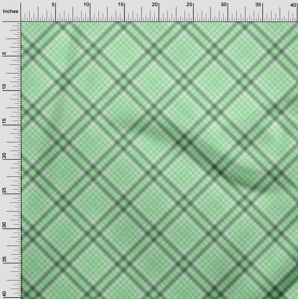 oneOone Cotton Flex Light Green Fabric Plaid Sewing Material Print Fabric By The Yard 40 Inch