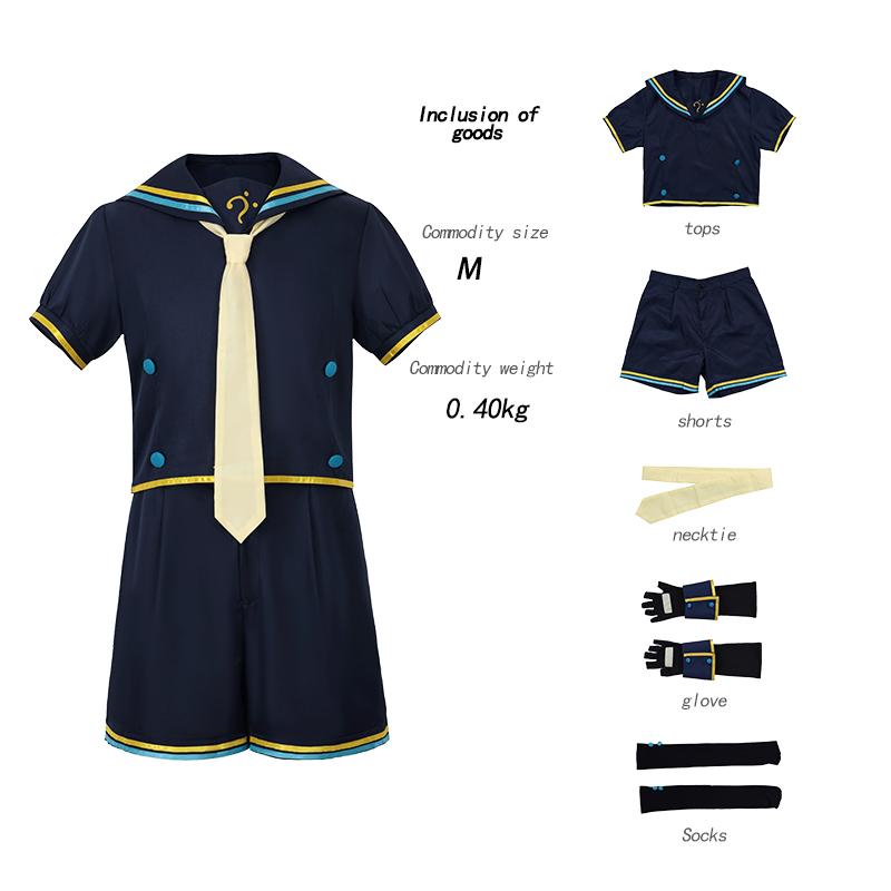 

Anime Rin Len Cosplay Costume Kagamine Blue Sailor Jk Skirts With Bow Tie Uniform For Halloween Comic Cosplay Costume For Woman 2XL