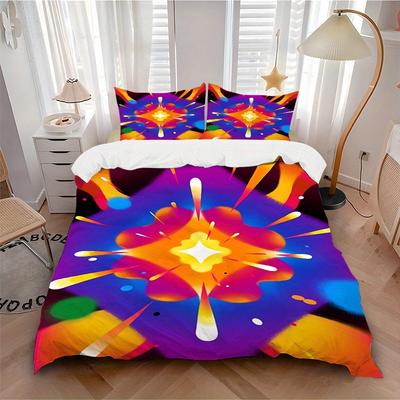 3pcs Abstract Artwork Bedding Set, Suitable for Bedroom Decoration, (Includes 1 Duvet Cover And 2 Pillowcases, Quilt Not Included) Yy250822191