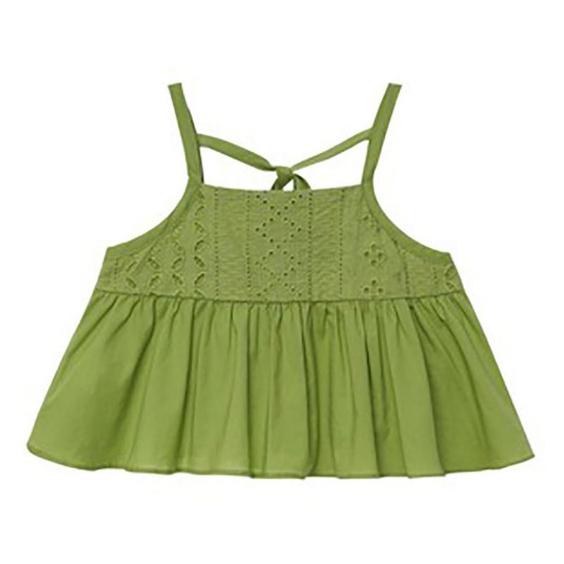 Girls Summer Solid Color Comfortable Breathable Halter Belt Blouse