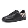 2025 Autumn Trendy Men's Genuine Leather Casual Lace-up Skate Shoes, Color Block Design