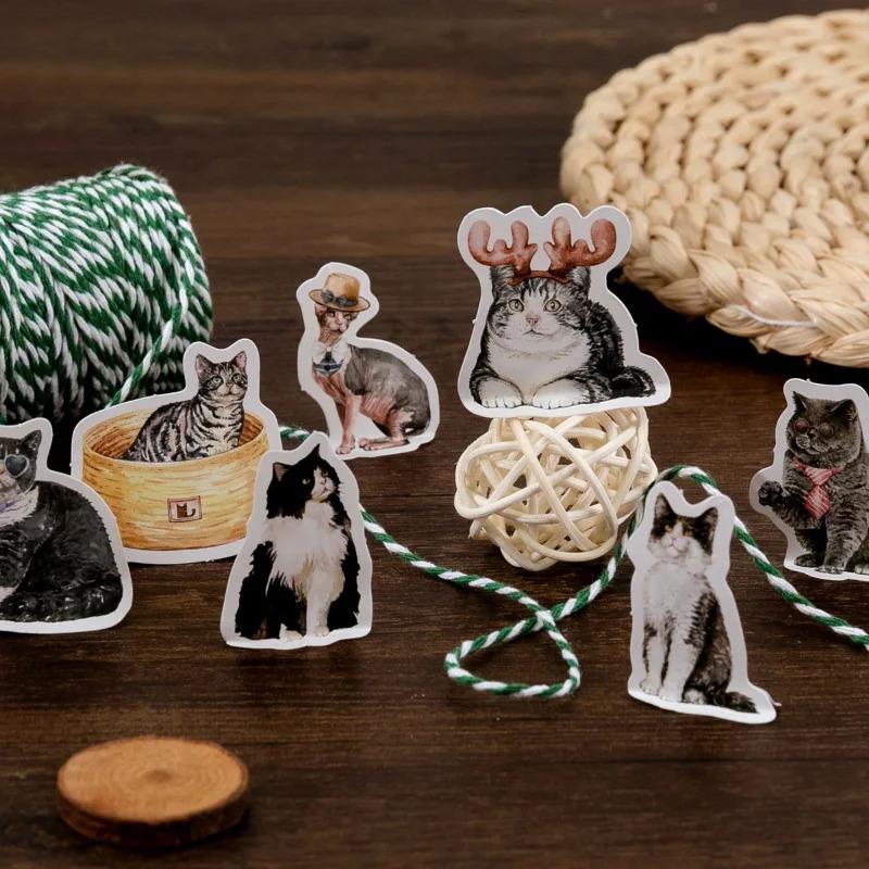 45Pcs/box Cat Collection Cute Boxed Kawaii Decoration Stickers Planner Scrapbooking Stationery Japanese Diary Stickers